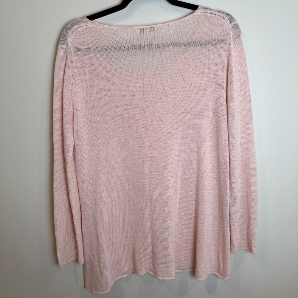 Avalin Pink Linen Blend Long Sleeve Tunic Top Lightweight Womens Medium - Picture 2 of 5